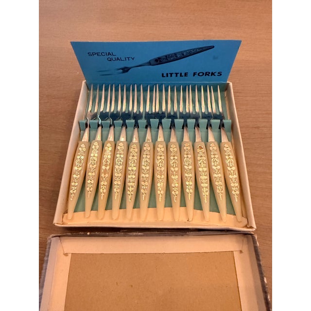 1970s 1970s Mid Century Modern Appetizer Hors D’oeuvre Forks - Set of 12 For Sale - Image 5 of 6