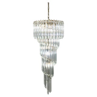 Large Waterfall Murano Glass Chandelier, 1970s For Sale