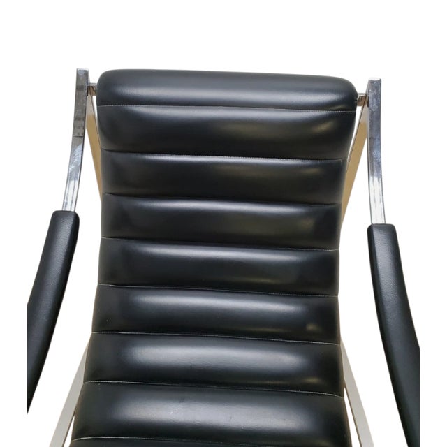 1970s Mid Century Italian Chrome Lounge Sling Chair Tuck Roll Living Room Arm Vintage For Sale - Image 4 of 18