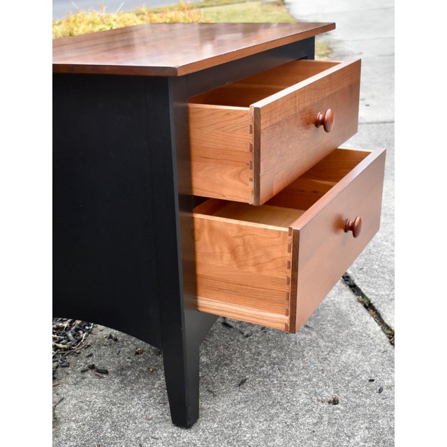 Vtg. Ethan Allen Transitional Style Two Drawer Black & Cherry Nightstand For Sale - Image 11 of 11
