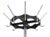Mid Century chrome finished steel coat tree with eight double hooks on a molded black support, balanced by the solid black...