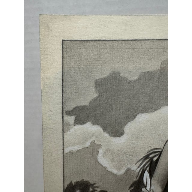 1940s Original Signed Graphite Illustration of Woman Running on Tropical Beach, 10½ × 7¼ " For Sale - Image 4 of 5