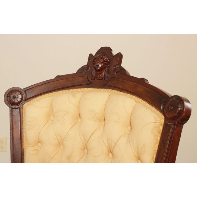 Antique Victorian His & Hers Walnut Armchairs - A Pair For Sale In Philadelphia - Image 6 of 13
