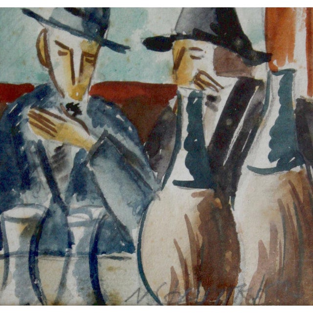 Modern Niklavs Strunke, At Cafe, Mixed Media on Paper For Sale - Image 3 of 7