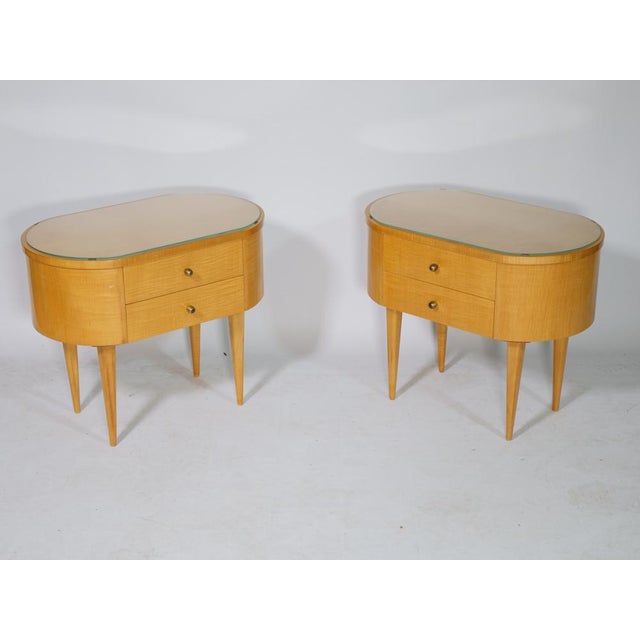 Two round wild cherry cabinets from the 50s and 60s. Super rare - very elaborately crafted. Two real vintage design...