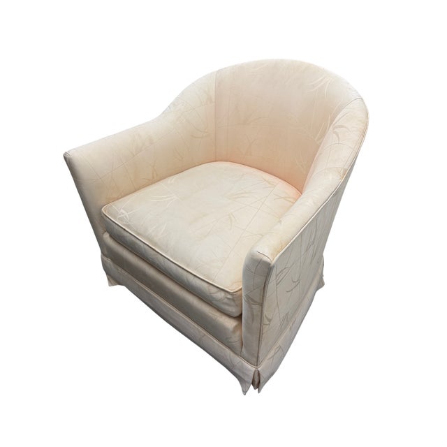 Textile 1950s Baker Furniture Co. Barrel Chairs on Caster Wheels - A Pair For Sale - Image 7 of 16