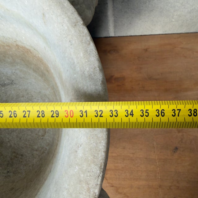 Large Antique White Marble Vase with Carved Ram's Head, 20th Century For Sale - Image 11 of 13