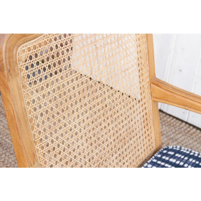 Wood Provincial Cane With Indigo Seat Chair For Sale - Image 7 of 10