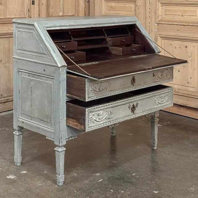 19th Century Country French Louis XVI Painted Secretaire For Sale - Image 4 of 16