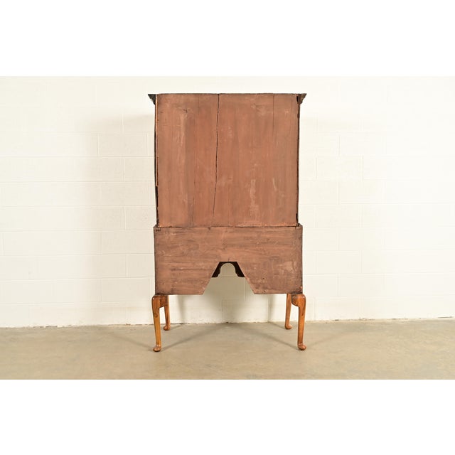 18th Century Antique English Queen Anne Burled Walnut Highboy Dresser For Sale - Image 12 of 15