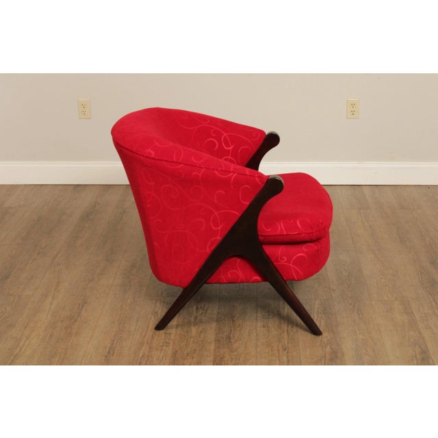 2010s Modern Style Custom Upholstered Red Club Chair For Sale - Image 11 of 12