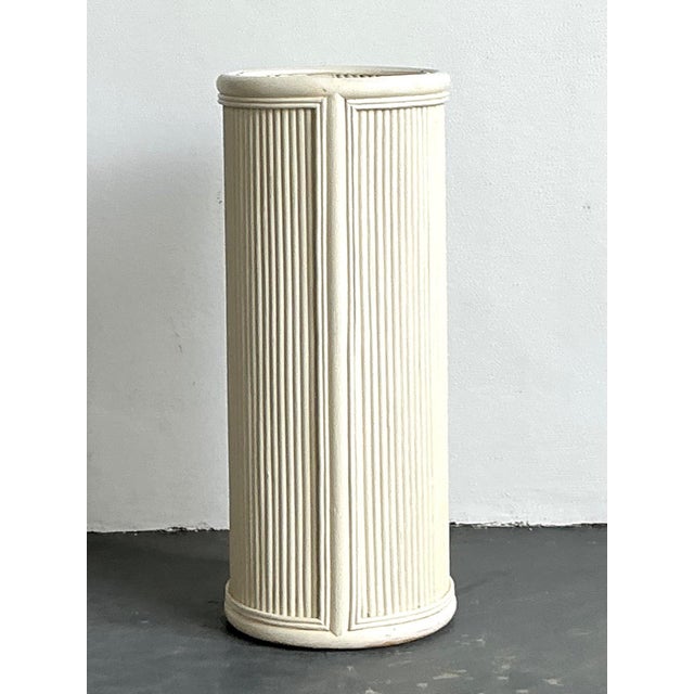 Mid 20th Century Vintage Painted Rattan Pedestal For Sale - Image 5 of 13