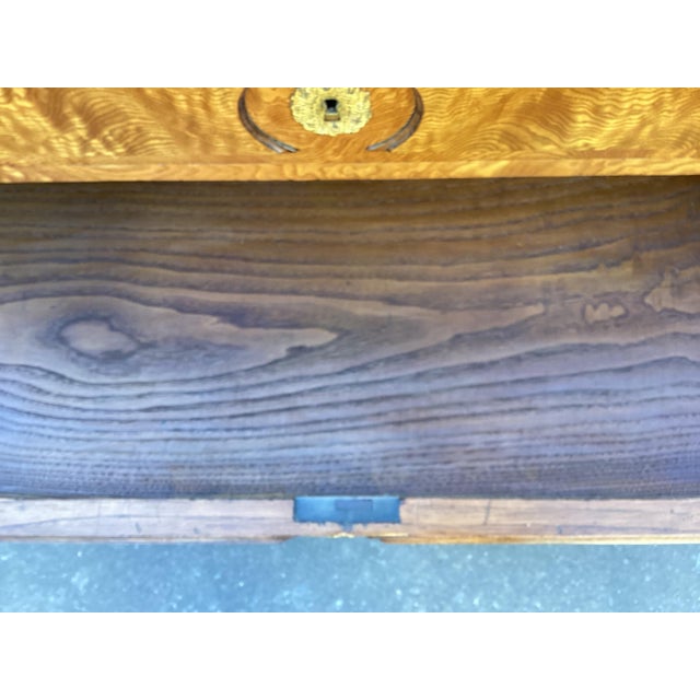 French Antique Birds-Eye Maple Antique Chest W/ Marble Top For Sale - Image 9 of 13