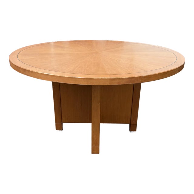 Natural Cherry Wood Finish With Marquetry Conference Table For Sale
