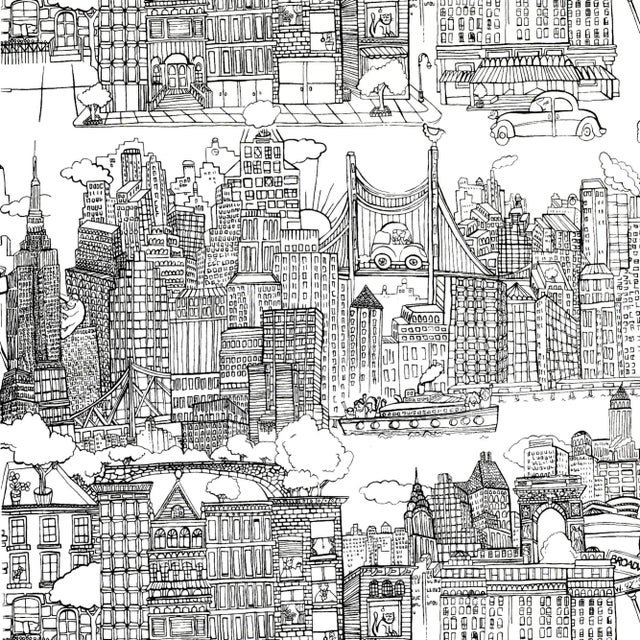 Contemporary Sample - Schumacher New York New York Wallpaper in Black on White For Sale - Image 3 of 3