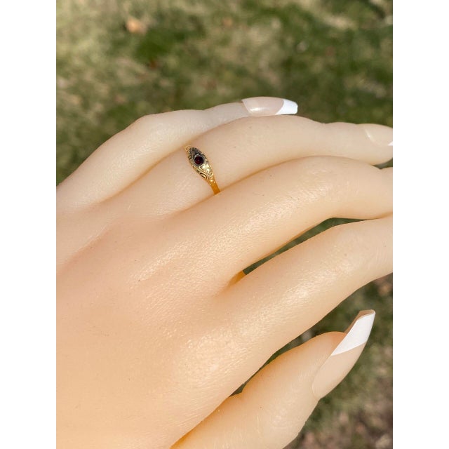 Gold The Swan Hill: Childs Antique Garnet Ring in Yellow Gold For Sale - Image 8 of 9