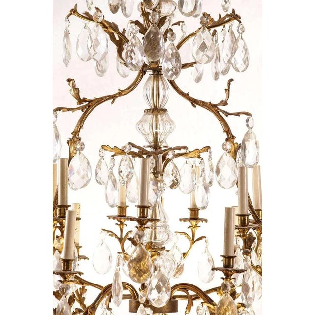 French Gilt Bronze and Cut Glass 14-Light Chandelier, 19th Century For Sale - Image 4 of 7
