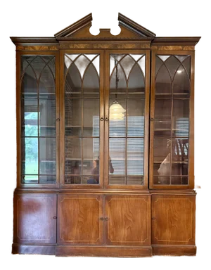 Vintage Baker Furniture Georgian Mahogany Breakfront China Cabinet