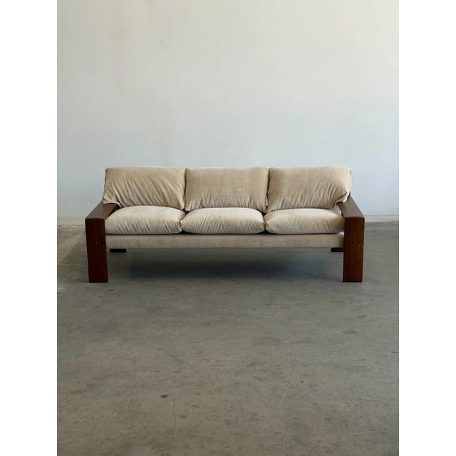 W77.5 D31 H27 SW66 SD20 SH19 AH19 Fully restored Danish vintage loveseat . Item has been restored structurally and sits in...