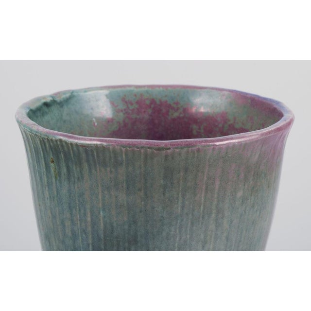 Violet and Green Glazed Ceramic Vase by E.B.S. Klint For Sale - Image 6 of 8
