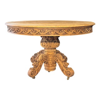 French Carved Oak Hunting Table, 1850 For Sale