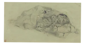 Ernest Crofts RA, Resting Soldier Study, Waterloo, Late 19th Century, Pencil Drawing