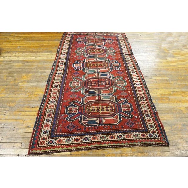 Early 20th Century Caucasian - Kazak Carpet ( 4' 8'' x 9' 6'' - 142 x 289 cm ) Antique Caucasian Coral 1930s Rug, Country...