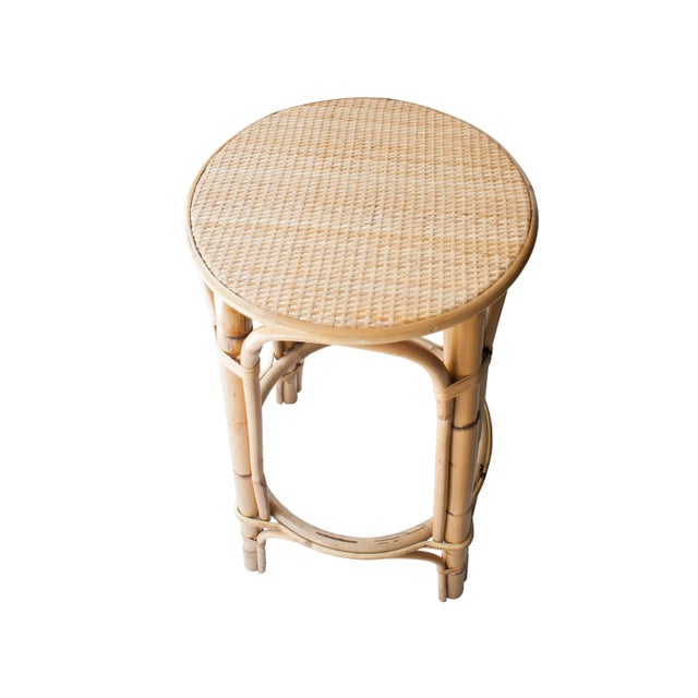 Mid-Century Modern Mid-Century Bamboo Natural Fiber Stool, France, 1970s For Sale - Image 3 of 8
