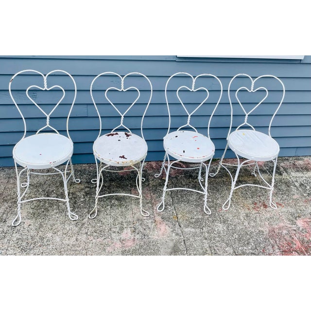 Vintage Twisted Iron 1950’s Ice Cream Parlor Chairs a Set of 4 For Sale - Image 11 of 12