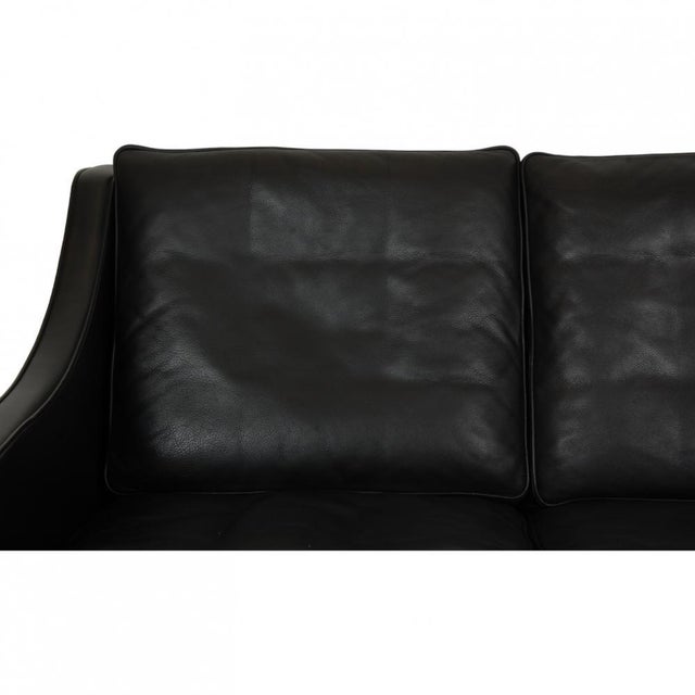 Animal Skin 3 Seater 2209 Sofa in Black Leather by Børge Mogensen, 1990s For Sale - Image 7 of 18