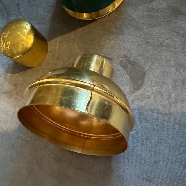 Kelly Green 1950s Mid-Century Modern Green Goatskin and Brass Cocktail Shaker by Aldo Tura For Sale - Image 8 of 11