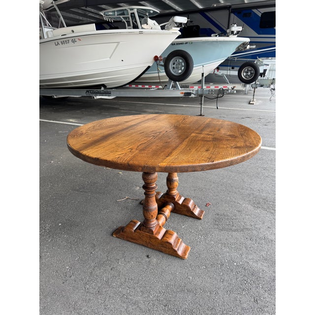 Wood Antique 47'' Round French Dining Table For Sale - Image 7 of 12
