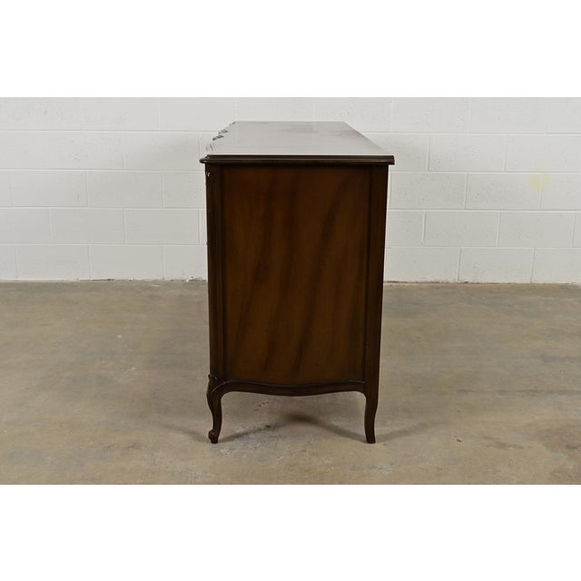 French Provincial Louis XV Carved Walnut Triple Dresser, Circa 1960s For Sale - Image 9 of 11