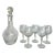 Vintage Etched Ship Schooner Decanter and Glasses Set of 6 For Sale