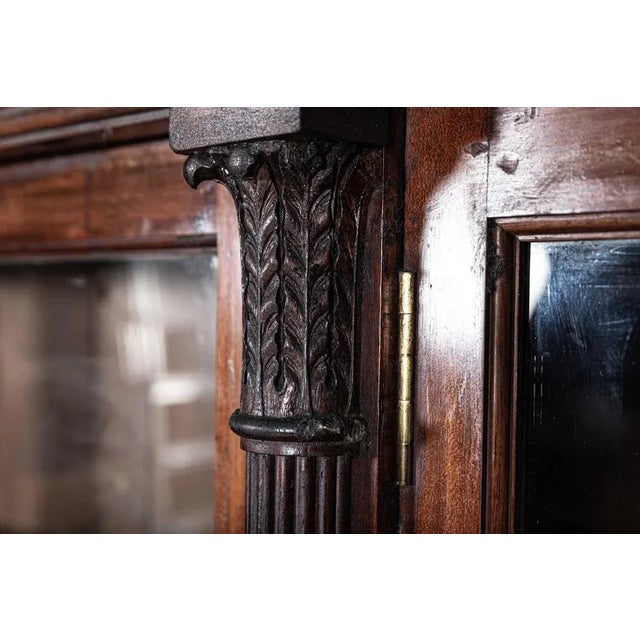 Large English Glazed Apothecary Wall Cabinet in Mahogany, 1870 For Sale - Image 9 of 14