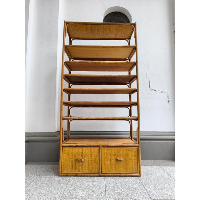 Italian Bamboo Shelf, 1970s For Sale - Image 4 of 18