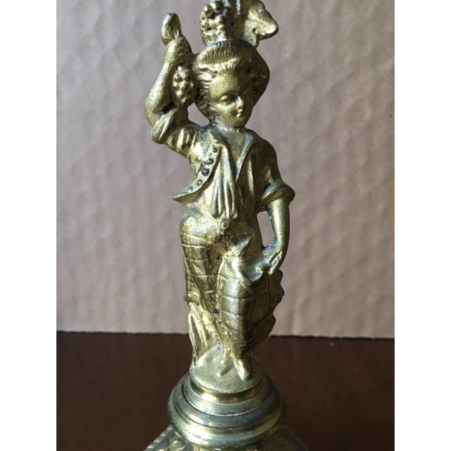 1920s Figural Male & Female Metal Candle Holders - a Pair For Sale - Image 4 of 5