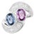Multi Sapphire Cocktail Ring in 18k Solid White Gold With Diamonds Size 7 For Sale