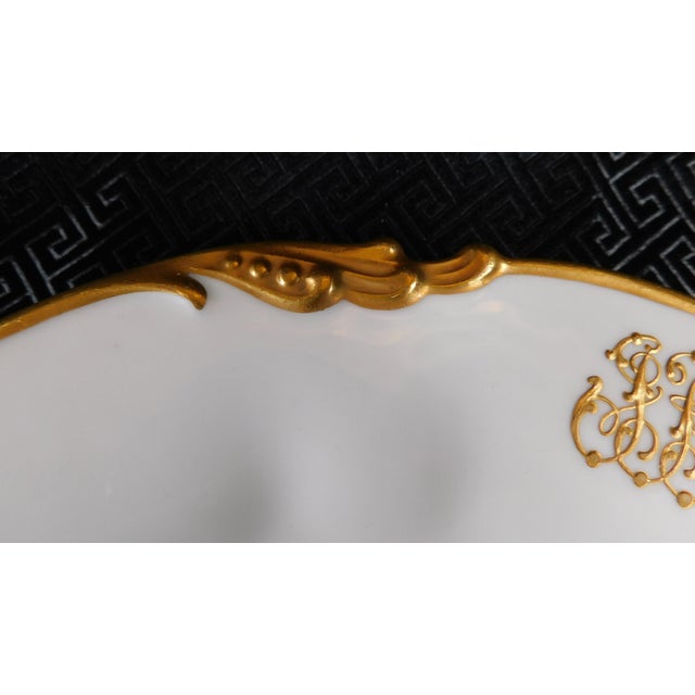 Late 18th Century Jean Pouyat Limoges White Ruffled Salad Plate With Raised Initials For Sale - Image 4 of 5