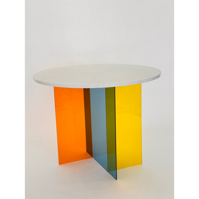 "Aurora Table" White Resin & Multi-Color Acrylic Entryway / Console Table Add a burst of modern artistry to your entryway...