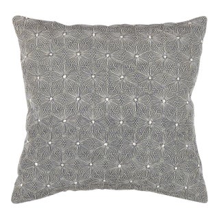 Pasargad Home Naples Embroidered Pillow, Grey/Ivory For Sale