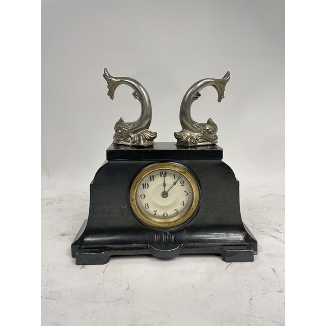 Black Liberty Clock with Fish, 1920s For Sale - Image 8 of 14