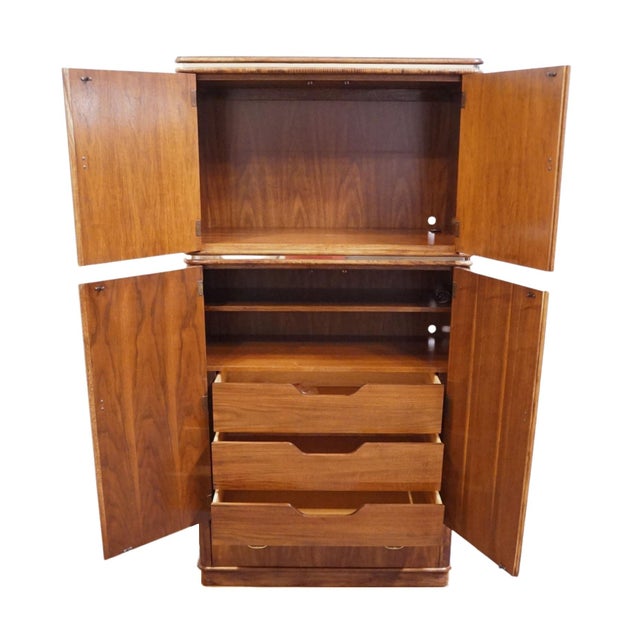 Wood Thomasville Furniture Agenda Collection Solid Walnut MCM Mid Century Modern 40" Armoire 23411-340 For Sale - Image 7 of 14