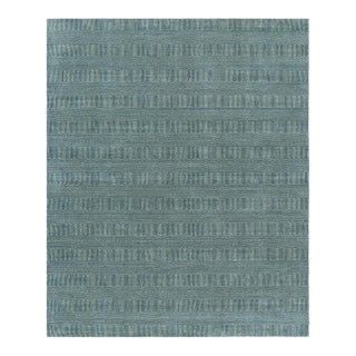 Rug & Kilim’s Modern Rug in Blue and Cream, With Stripes and Geometric Patterns For Sale