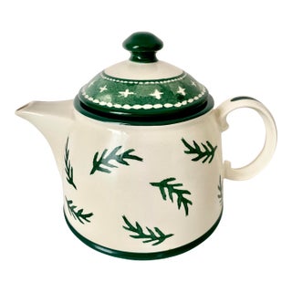 Vintage Dansk Nordic Knits Green Ceramic Teapot With Lid Excellent Condition For Sale