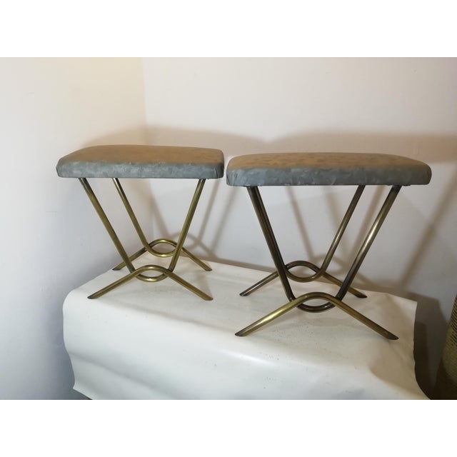 Vintage Brass Stools, Italy, 1950s, Set of 2 For Sale - Image 12 of 12