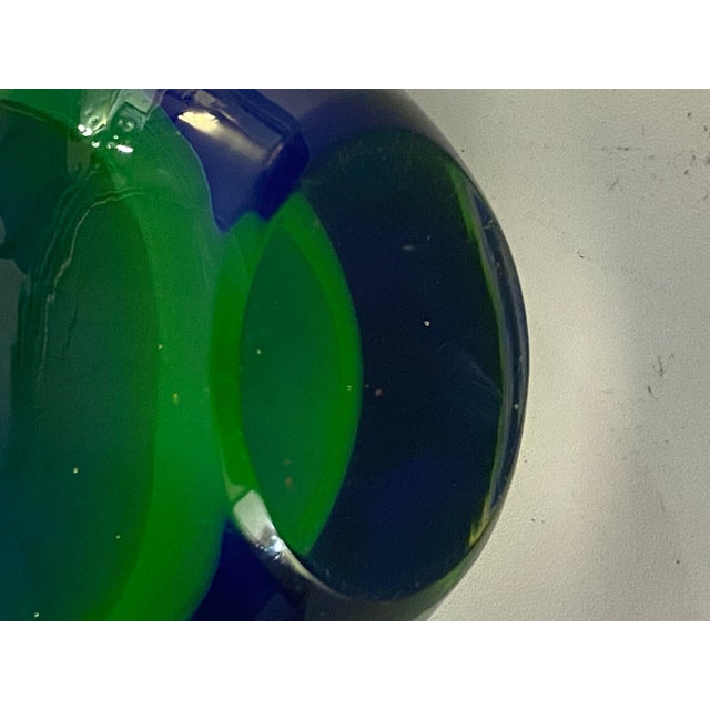 Vintage Italian Cobalt Murano Sommerso Glass Flower Shape Vase, 1960s For Sale - Image 4 of 9