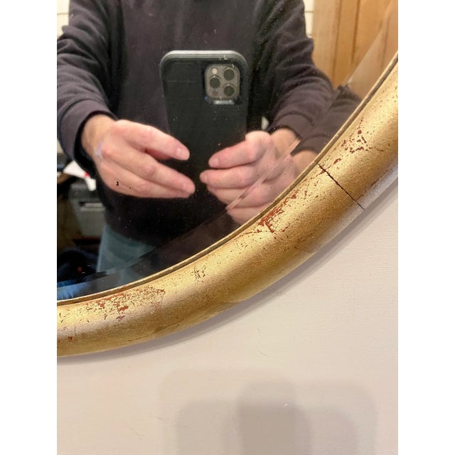 Antique Large Beveled Gilt Wood Mirror For Sale - Image 9 of 10
