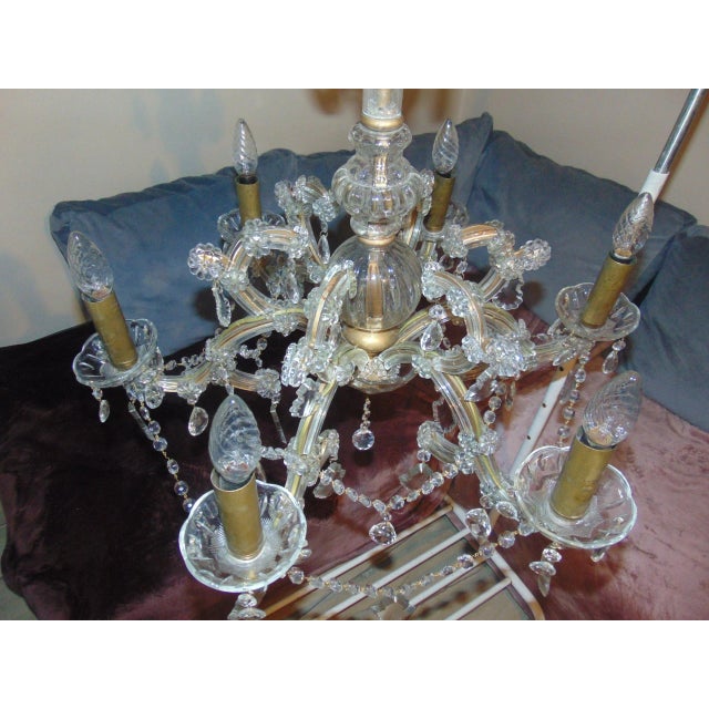 Vintage Crystal Glass Chandelier For Sale - Image 13 of 14