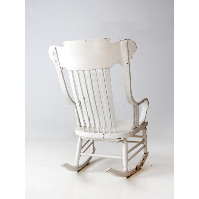 Antique White Wood Rocking Chair For Sale - Image 6 of 13